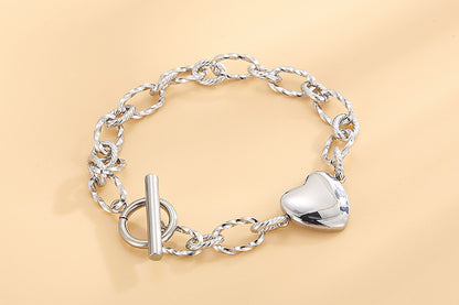 Fashion Heart Titanium Steel Plating No Inlaid Bracelets