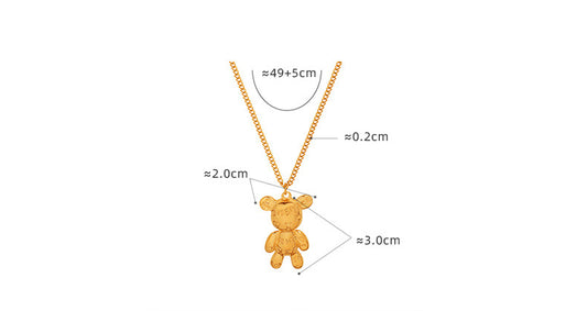 European And American Style Light Luxury Letter Bear Titanium Steel Plated 18k Real Gold Necklace