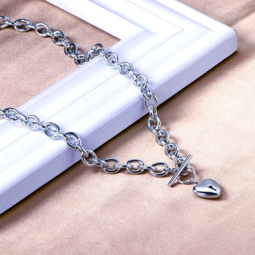 Streetwear Heart Shape Lock Stainless Steel Plating Pendant Necklace