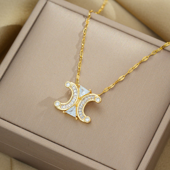 Moderate Luxury Irregular Geometric Titanium Steel 18K Gold Plated Necklaces