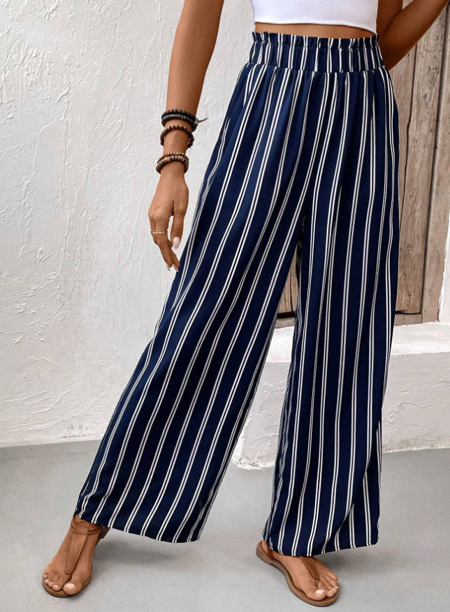 Women's Casual Holiday Daily Simple Style Stripe Full Length Printing Stripe Casual Pants