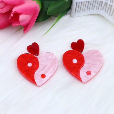 Wholesale Jewelry 1 Pair Cute Heart Shape Arylic Earrings