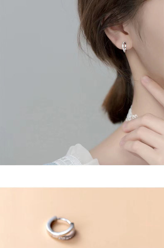 1 Pair Simple Style U Shape Sterling Silver Inlay Rhinestones Hoop Earrings