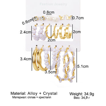 1 Set IG Style Geometric Plating Inlay Alloy Artificial Pearls Rhinestones Earrings