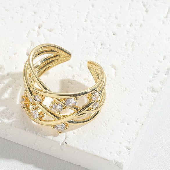 Cross-border new simple light luxury love zircon ring niche temperament Internet celebrity with the same opening adjustable ring