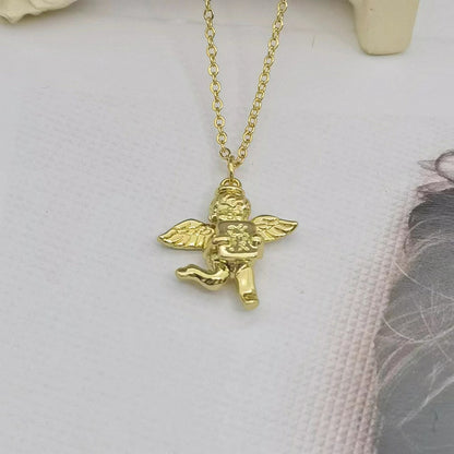Artistic Angel Copper Plating 18k Gold Plated Pendant Necklace