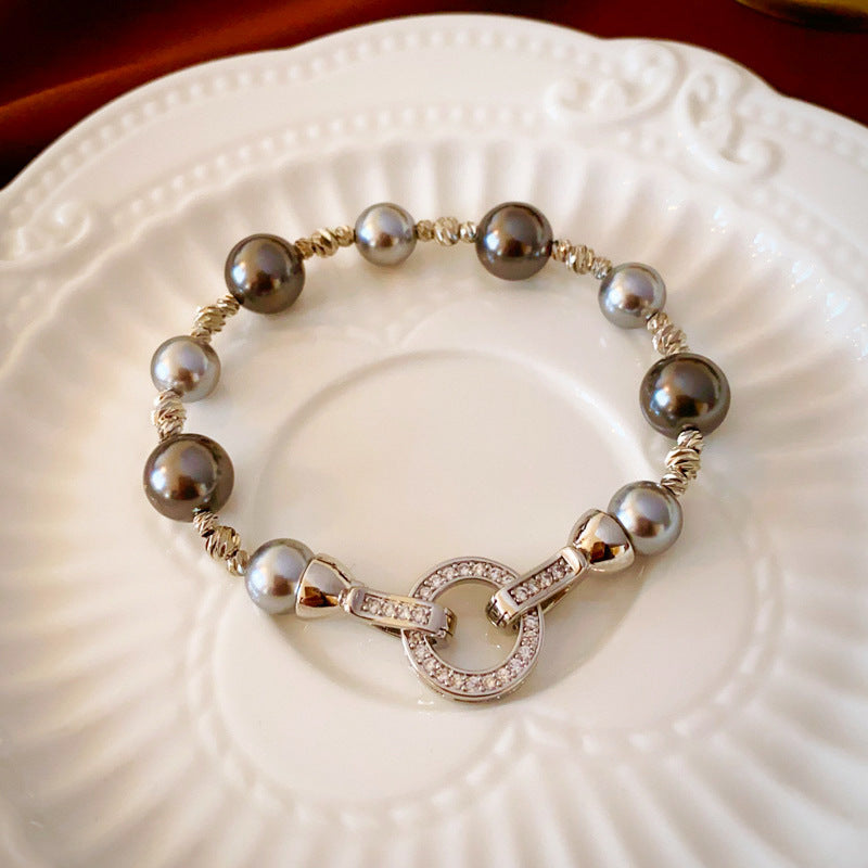 Elegant Geometric Color Block Imitation Pearl Copper Beaded Inlay Zircon Women's Bracelets