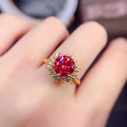 Fashion Plated 18k Ring Snowflake Full Diamond Open Copper Ring