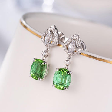 New Imitation Green Tourmaline Fashion Small Apple Pendant Copper Earrings