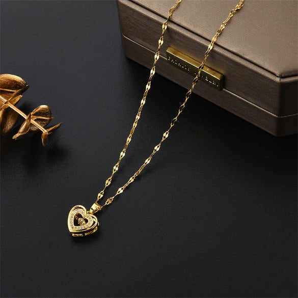Heart Titanium Steel 18K Gold Plated Necklaces