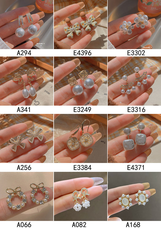 Luxurious Geometric Copper Earrings Inlay Artificial Pearl Copper Earrings