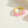 popular light luxury simple style square ring independent station new devil's eye design fashion OL ring