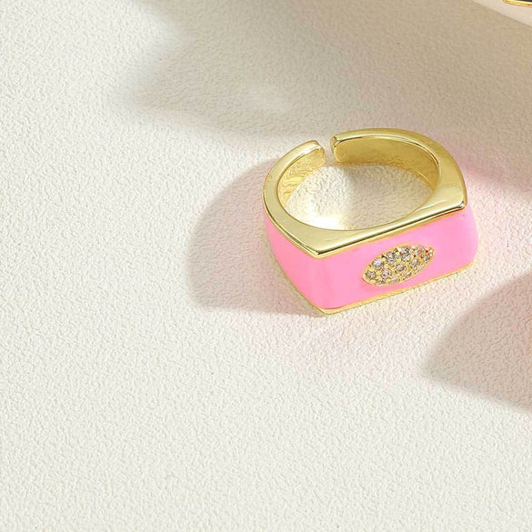 popular light luxury simple style square ring independent station new devil's eye design fashion OL ring