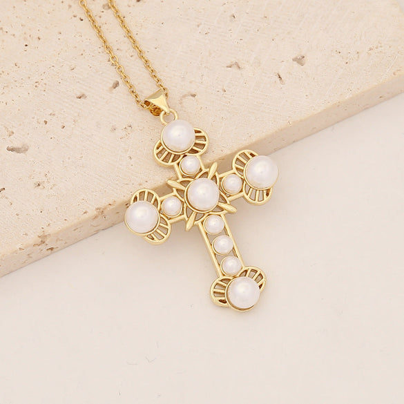 Fashion Cross Copper Zircon Inlay Pendants
