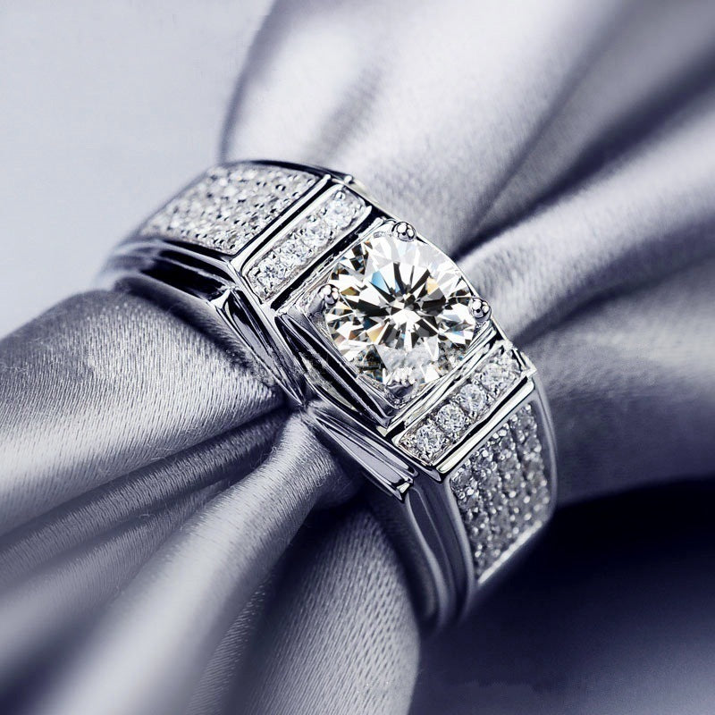 Fashion Geometric Alloy Plating Artificial Diamond Men's Rings