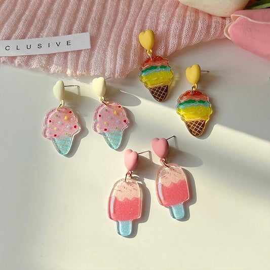 Sweet Heart Shape Mixed Materials Patchwork Women's Earrings