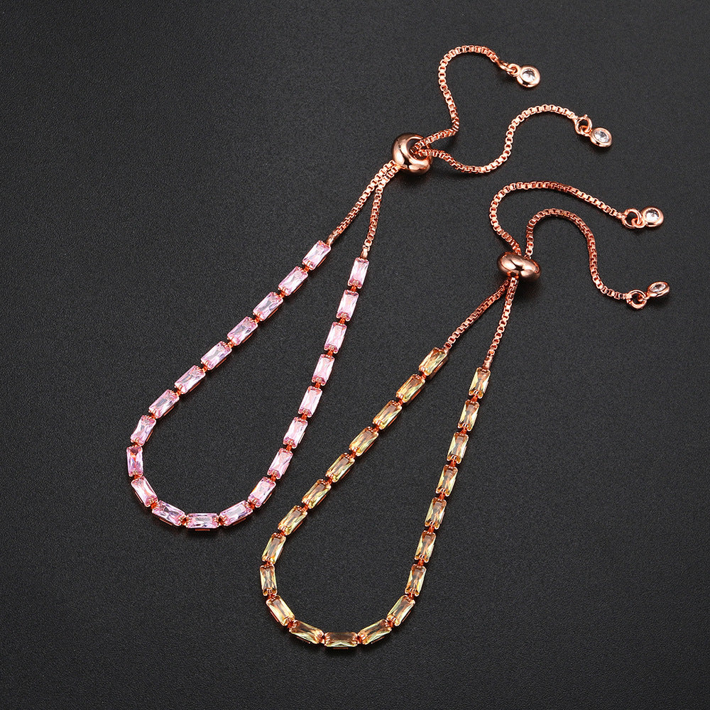 Simple Style Classic Style Geometric Copper Zircon Bracelets In Bulk