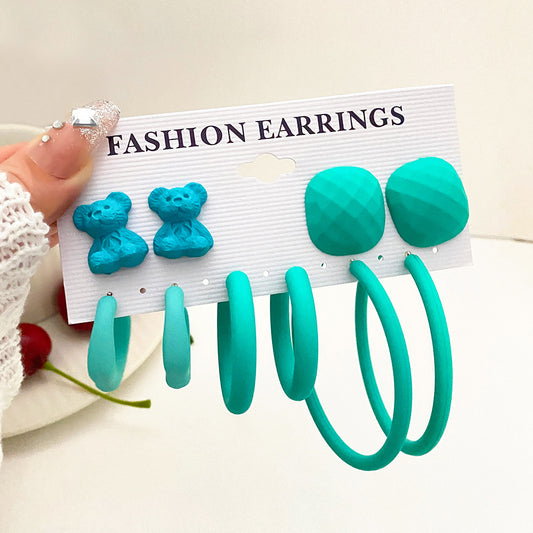 Wholesale Jewelry 5 Piece Set Ins Style Cartoon Style Bear Heart Shape Alloy Earrings