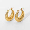 IG Style Stripe Geometric Titanium Steel 18K Gold Plated Earrings