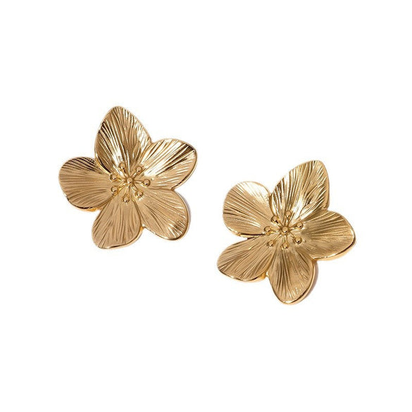 Minimalist Flower Flower Stainless Steel Electroplating Stud Earrings