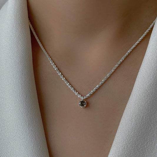 Modern Style Korean Style Crown Sterling Silver Zircon Pendant Necklace In Bulk