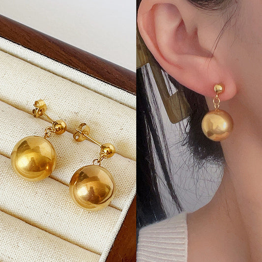 1 Pair Commute Solid Color Plating Titanium Steel Gold Plated Earrings