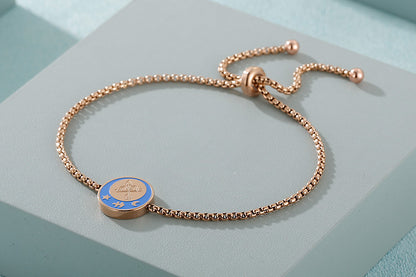Fashion Trend Jewelry Coin Stainless Steel Rose Gold Constellation Pull Bracelet