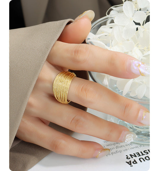 Ethnic Style Solid Color Titanium Steel Plating Gold Plated Rings