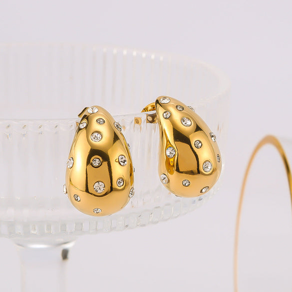 IG Style Droplet Droplet Stainless Steel Electroplating Earrings
