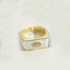popular light luxury simple style square ring independent station new devil's eye design fashion OL ring