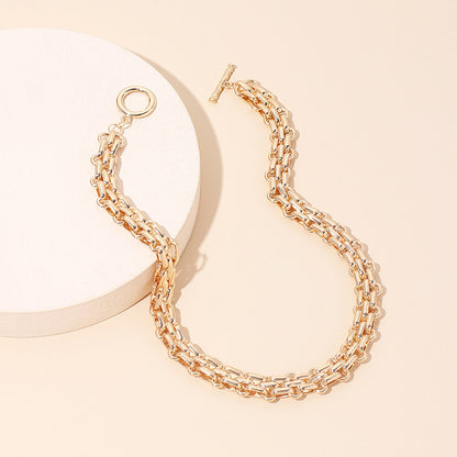 Hip-hop Geometric Metal Necklace Bracelet Set