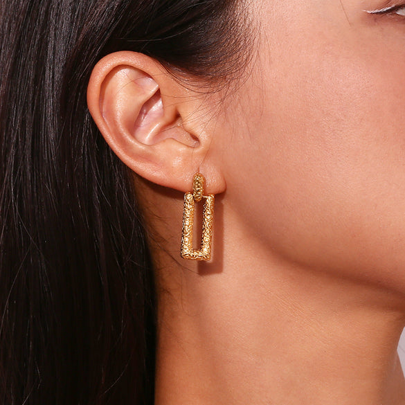 Fashion Circle Geometric Stainless Steel 18K Gold Plated Earrings