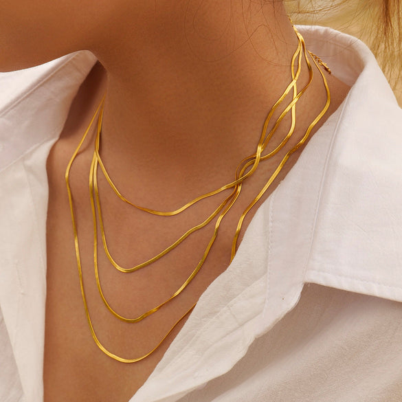 IG Style Stripe Geometric Stainless Steel 18K Gold Plated Necklaces