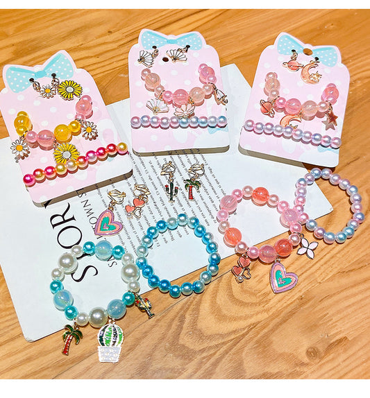 1 Set Sweet Star Moon Plastic Plating Kid's Bracelets