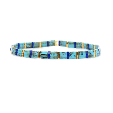 Ins Cross-border Bohemian Tila Beads Handmade Beaded Blue All-match Twin Couple Small Bracelet For Women