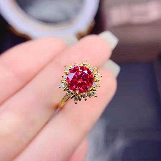 Fashion Plated 18k Ring Snowflake Full Diamond Open Copper Ring