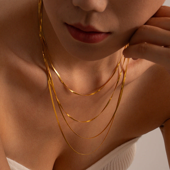 IG Style Stripe Geometric Stainless Steel 18K Gold Plated Necklaces