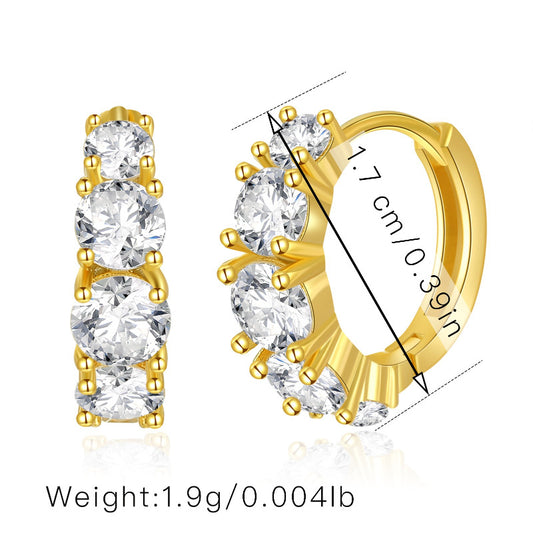 European And American Retro Foreign Trade New 18k Gold Plated Small Ear Ring Fall Winter Fashion Zircon Affordable Luxury Style Earrings For Women