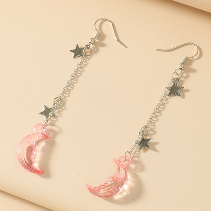 Nihaojewelry Fashion Moon Acrylic Tassel Long Earrings Wholesale Jewelry
