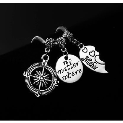 Mother's Day Gift Alloy Bracelet Ladies Heart Stitching Compass Alphabet Drop Oil Pendant Bracelet