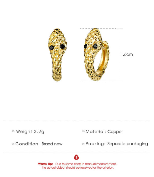 Wholesale Retro Snake-shaped Copper Earrings