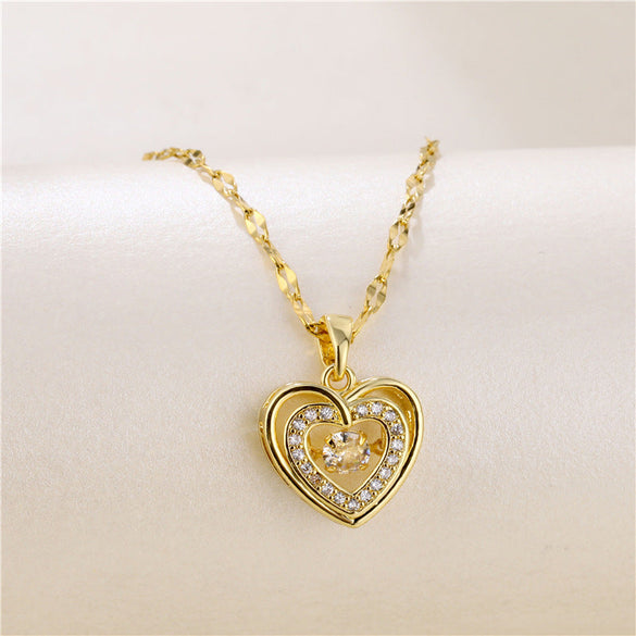 Heart Titanium Steel 18K Gold Plated Necklaces