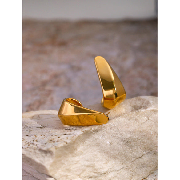 IG Style Triangle Geometric Stainless Steel 18K Gold Plated Stud Earrings