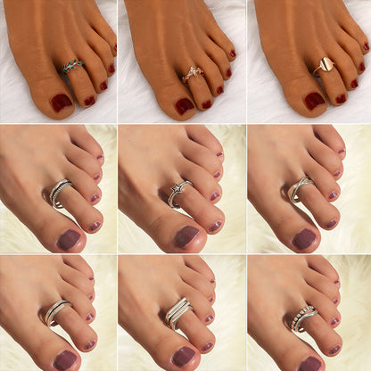 Popular Geometric Beach Foot Ring Sexy Metal Hollow Joint Ring Ethnic Style Foot Ornament