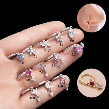 Ig Style Heart Shape Eye Butterfly Copper Plating Inlay Zircon Nose Ring
