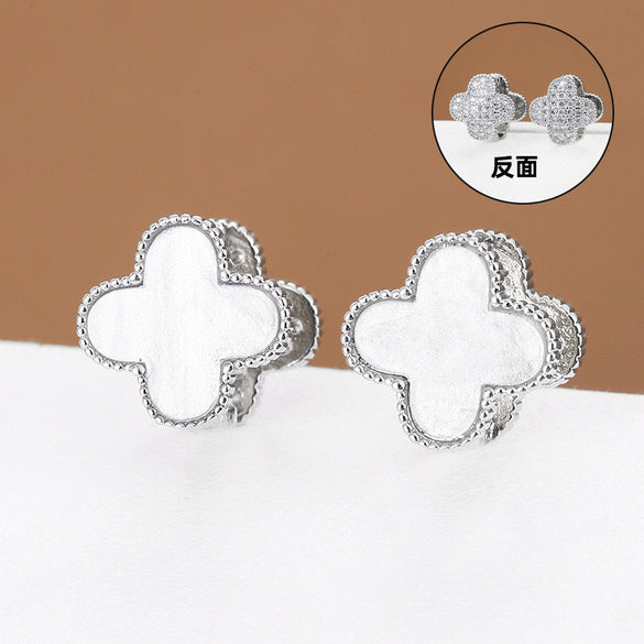 Minimalist Titanium Steel Diamond Inlay Stud Earrings