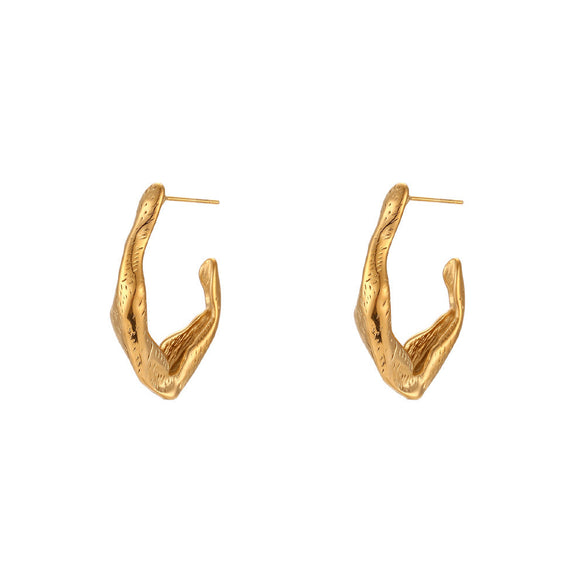 Fashion Irregular Geometric Stainless Steel 18K Gold Plated Earrings
