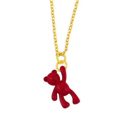 Wholesale Simple Solid Color Bear Pendant Copper Necklace Nihaojewelry