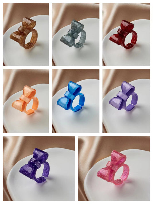 Cartoon Style Cute Bow Knot Arylic Women's Open Rings