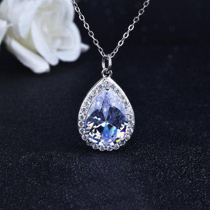 Live Broadcast New Elegant Simple And Fashionable Eight Hearts And Eight Arrows Rectangular Zircon Pendant Water Drop High Carbon Diamond Necklace For Women